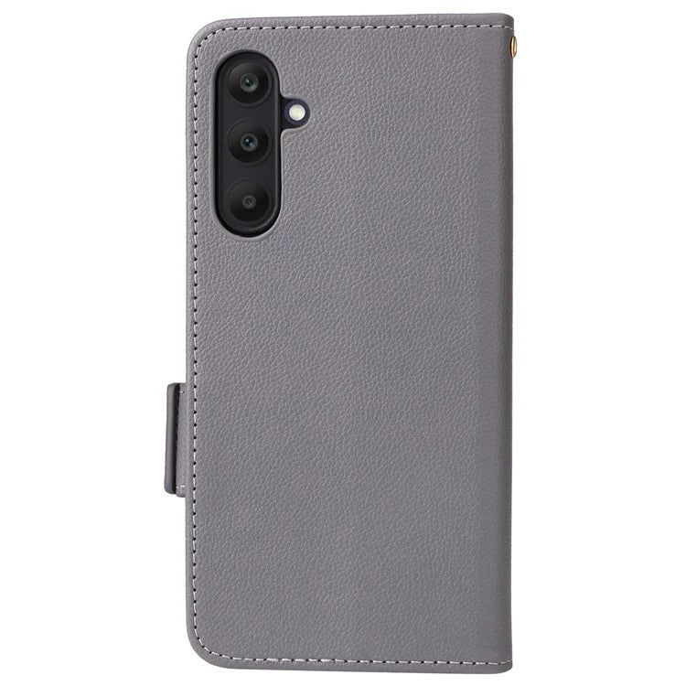 For Samsung Galaxy M55 5G / C55 5G / F55 5G Case Litchi Texture PU Leather Stand Phone Cover with Strap