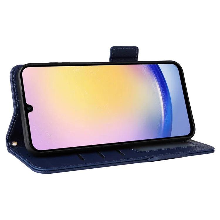 For Samsung Galaxy M55 5G / C55 5G / F55 5G Case Litchi Texture PU Leather Stand Phone Cover with Strap