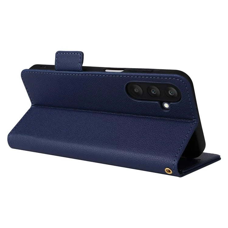 For Samsung Galaxy M55 5G / C55 5G / F55 5G Case Litchi Texture PU Leather Stand Phone Cover with Strap