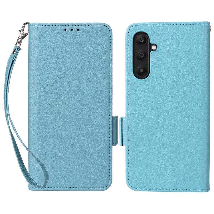 For Samsung Galaxy M55 5G / C55 5G / F55 5G Case Litchi Texture PU Leather Stand Phone Cover with Strap