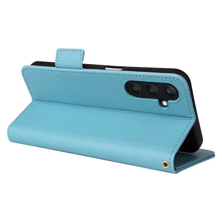 For Samsung Galaxy M55 5G / C55 5G / F55 5G Case Litchi Texture PU Leather Stand Phone Cover with Strap