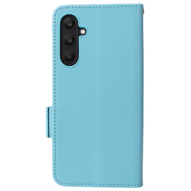 For Samsung Galaxy M55 5G / C55 5G / F55 5G Case Litchi Texture PU Leather Stand Phone Cover with Strap