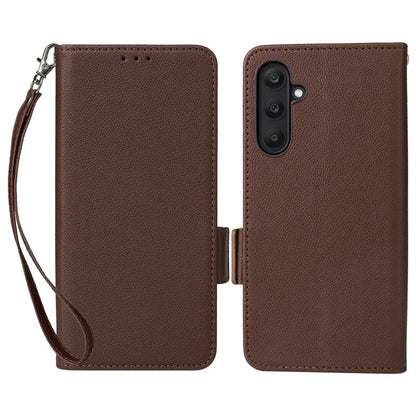 For Samsung Galaxy M55 5G / C55 5G / F55 5G Case Litchi Texture PU Leather Stand Phone Cover with Strap
