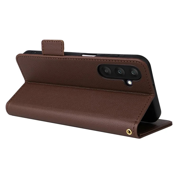For Samsung Galaxy M55 5G / C55 5G / F55 5G Case Litchi Texture PU Leather Stand Phone Cover with Strap