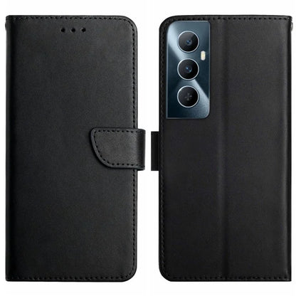 HT02 For Realme C65 4G Wallet Phone Cases Nappa Texture Genuine Cow Leather Stand Cover