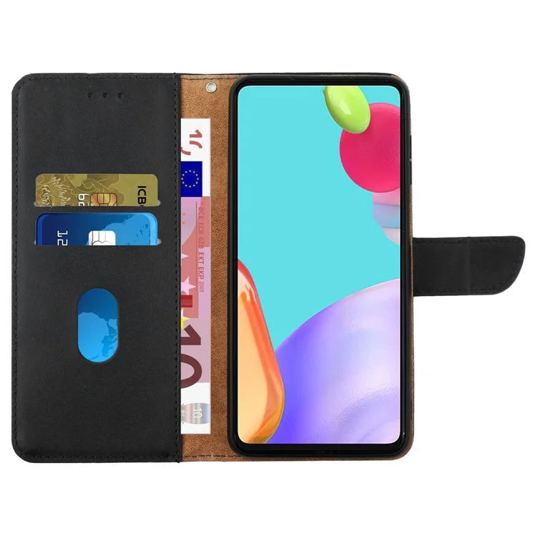 HT02 For Realme C65 4G Wallet Phone Cases Nappa Texture Genuine Cow Leather Stand Cover