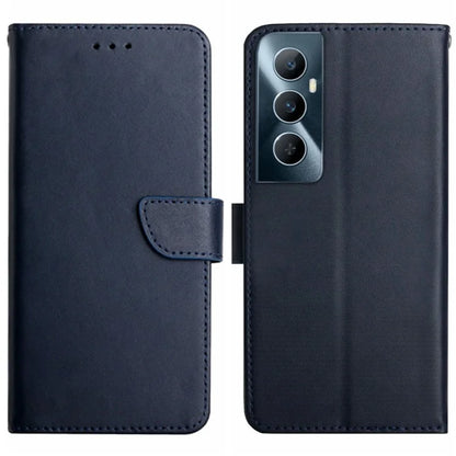 HT02 For Realme C65 4G Wallet Phone Cases Nappa Texture Genuine Cow Leather Stand Cover