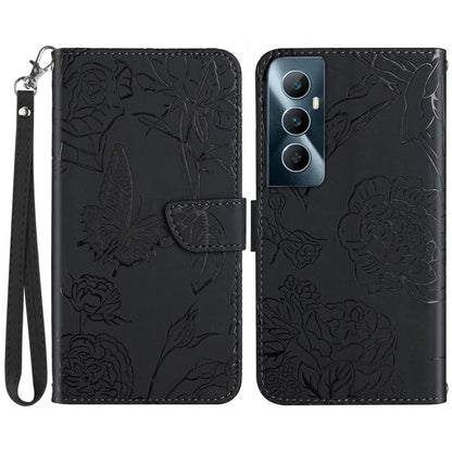 HT03 For Realme C65 4G PU Leather Phone Stand Case Imprinted Pattern Phone Wallet Cover with Hand Strap
