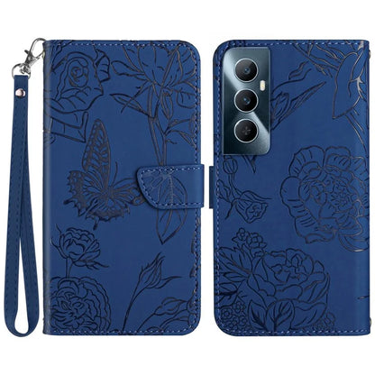 HT03 For Realme C65 4G PU Leather Phone Stand Case Imprinted Pattern Phone Wallet Cover with Hand Strap