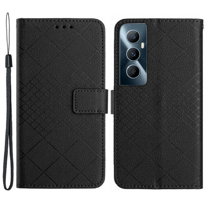 HT06 For Realme C65 4G Wallet Phone Case Rhombus Pattern Imprinted Flip Cover