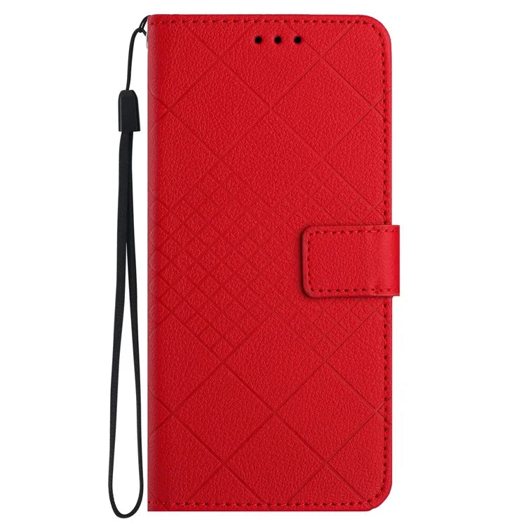 HT06 For Realme C65 4G Wallet Phone Case Rhombus Pattern Imprinted Flip Cover