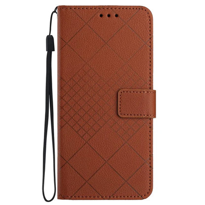 HT06 For Realme C65 4G Wallet Phone Case Rhombus Pattern Imprinted Flip Cover