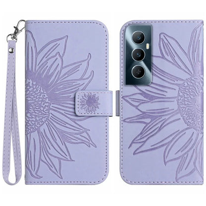 HT04 For Realme C65 4G Case Sunflower Leather Phone Cover with Wallet Stand