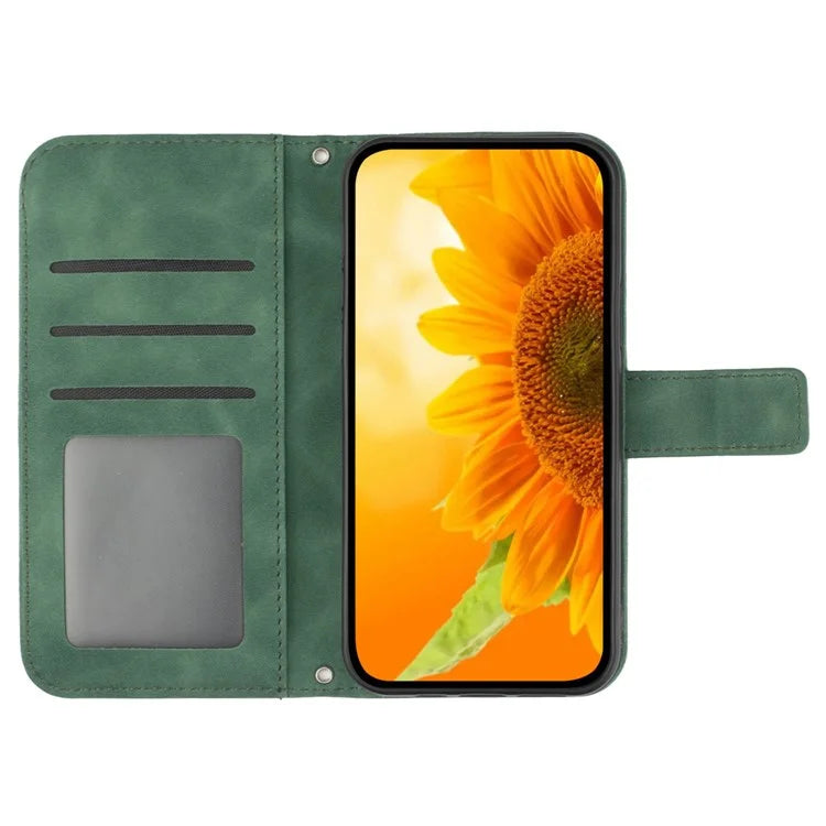 HT04 For Realme C65 4G Case Sunflower Leather Phone Cover with Wallet Stand