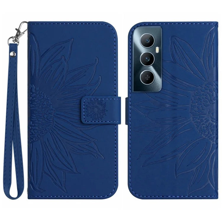HT04 For Realme C65 4G Case Sunflower Leather Phone Cover with Wallet Stand