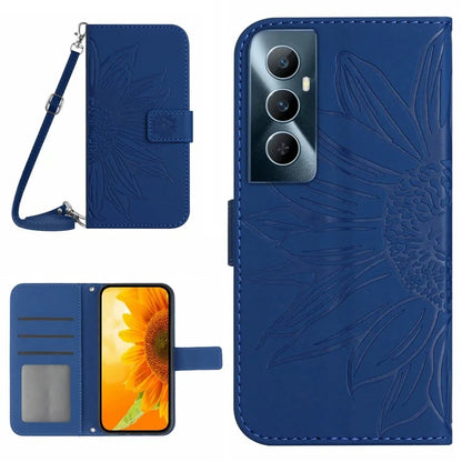 HT04 For Realme C65 4G Wallet Phone Stand Case Sunflower PU Leather Cell Phone Cover