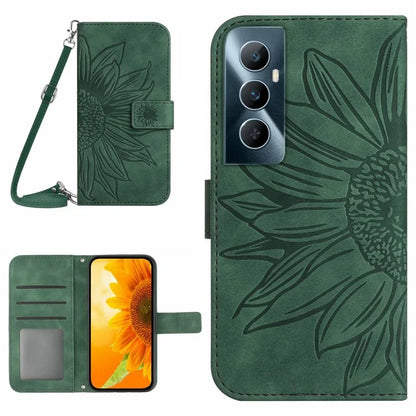 HT04 For Realme C65 4G Wallet Phone Stand Case Sunflower PU Leather Cell Phone Cover