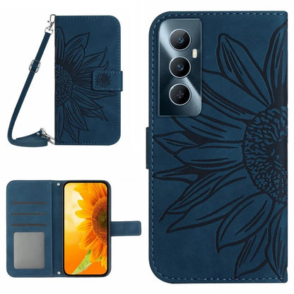 HT04 For Realme C65 4G Wallet Phone Stand Case Sunflower PU Leather Cell Phone Cover