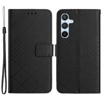 HT06 For Samsung Galaxy M55 5G / C55 5G / F55 5G Stand Phone Case Rhombus Pattern Imprinted Leather Cover