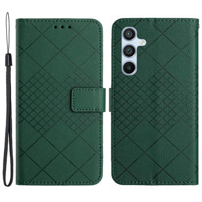 HT06 For Samsung Galaxy M55 5G / C55 5G / F55 5G Stand Phone Case Rhombus Pattern Imprinted Leather Cover
