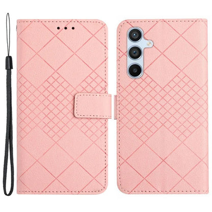 HT06 For Samsung Galaxy M55 5G / C55 5G / F55 5G Stand Phone Case Rhombus Pattern Imprinted Leather Cover