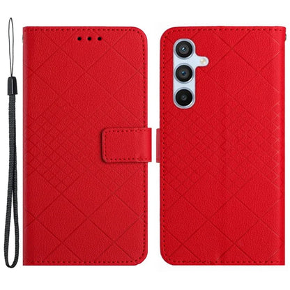 HT06 For Samsung Galaxy M55 5G / C55 5G / F55 5G Stand Phone Case Rhombus Pattern Imprinted Leather Cover