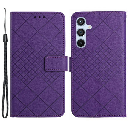 HT06 For Samsung Galaxy M55 5G / C55 5G / F55 5G Stand Phone Case Rhombus Pattern Imprinted Leather Cover