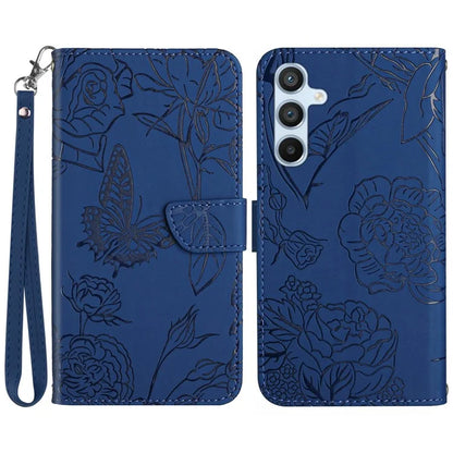 HT03 For Samsung Galaxy M55 5G / C55 5G / F55 5G Case Butterfly Flower Leather Wallet Phone Cover with Wrist Strap
