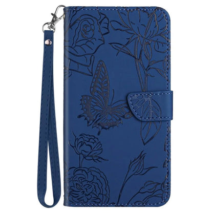 HT03 For Samsung Galaxy M55 5G / C55 5G / F55 5G Case Butterfly Flower Leather Wallet Phone Cover with Wrist Strap