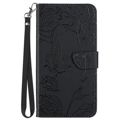 HT03 For Samsung Galaxy M55 5G / C55 5G / F55 5G Case Butterfly Flower Leather Wallet Phone Cover with Wrist Strap