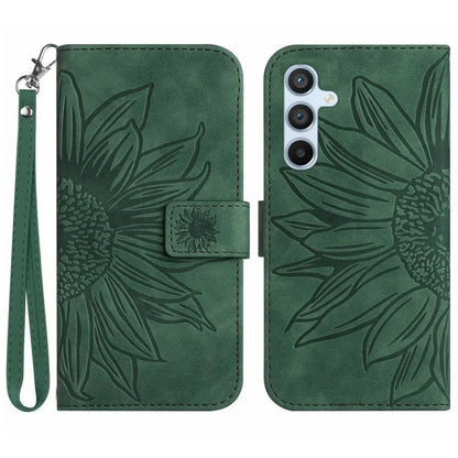 HT04 For Samsung Galaxy M55 5G / C55 5G / F55 5G Leather Case Sunflower Pattern Phone Cover with Wrist Strap