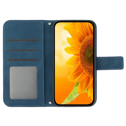 HT04 For Samsung Galaxy M55 5G / C55 5G / F55 5G Leather Case Sunflower Pattern Phone Cover with Wrist Strap