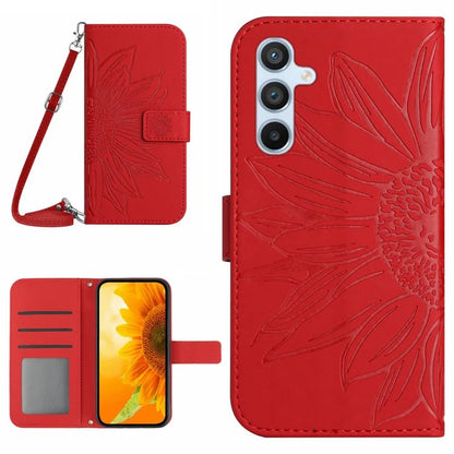 HT04 For Samsung Galaxy M55 5G / C55 5G / F55 5G Case Sunflower PU Leather+TPU Phone Cover with Shoulder Strap