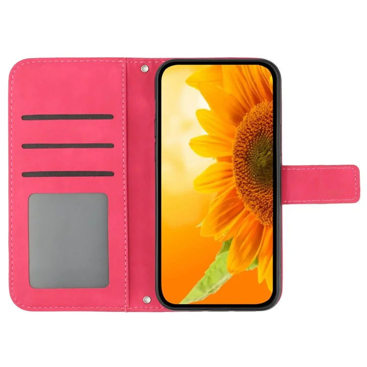HT04 For Samsung Galaxy M55 5G / C55 5G / F55 5G Case Sunflower PU Leather+TPU Phone Cover with Shoulder Strap