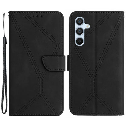 HT05 For Samsung Galaxy M55 5G / C55 5G / F55 5G Case Lines Imprinted Leather Wallet Stand Cover
