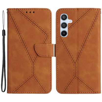 HT05 For Samsung Galaxy M55 5G / C55 5G / F55 5G Case Lines Imprinted Leather Wallet Stand Cover