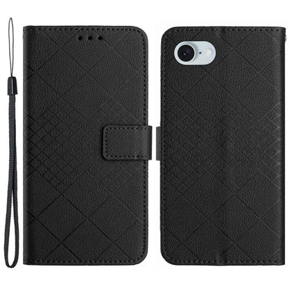 HT06 For iPhone SE (2024) Drop-proof Phone Case Rhombus Pattern PU Leather Wallet Cover