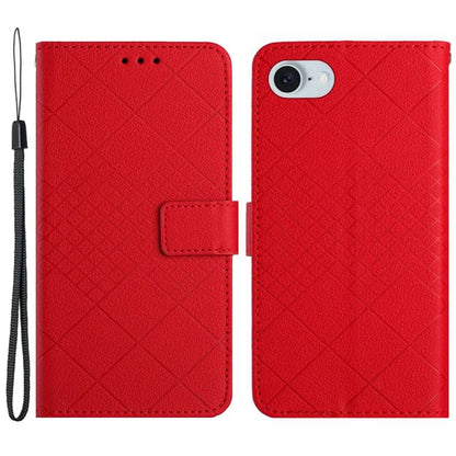 HT06 For iPhone SE (2024) Drop-proof Phone Case Rhombus Pattern PU Leather Wallet Cover