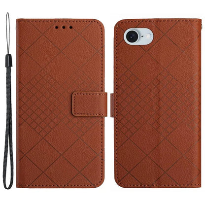 HT06 For iPhone SE (2024) Drop-proof Phone Case Rhombus Pattern PU Leather Wallet Cover