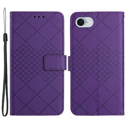HT06 For iPhone SE (2024) Drop-proof Phone Case Rhombus Pattern PU Leather Wallet Cover
