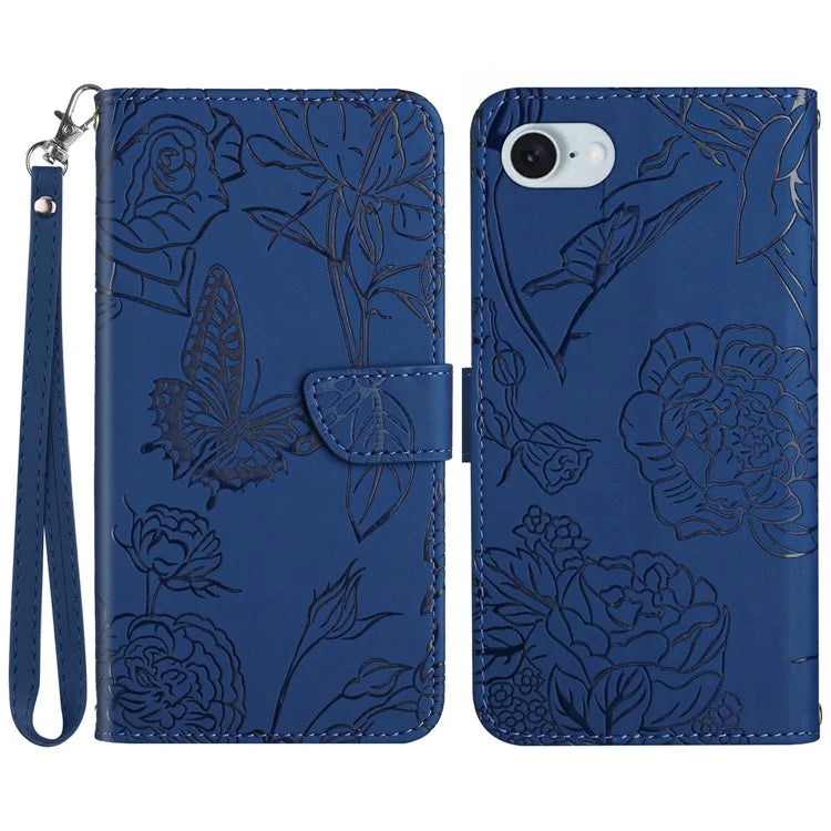 HT03 For iPhone SE (2024) Leather Case Imprinted Phone Cover with Strap