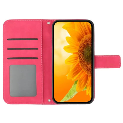 HT04 For iPhone SE (2024) Case with Wrist Strap Sunflower Pattern Phone Wallet Cover