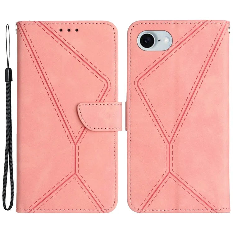HT05 For iPhone SE (2024) Case Shockproof Lines Imprinted PU Leather Phone Cover