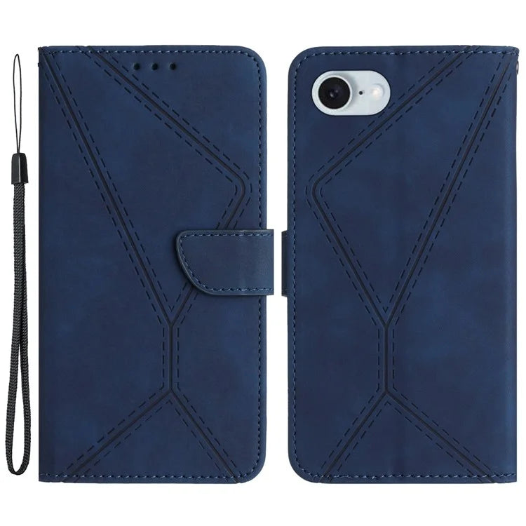 HT05 For iPhone SE (2024) Case Shockproof Lines Imprinted PU Leather Phone Cover