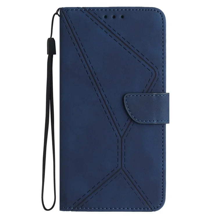 HT05 For iPhone SE (2024) Case Shockproof Lines Imprinted PU Leather Phone Cover