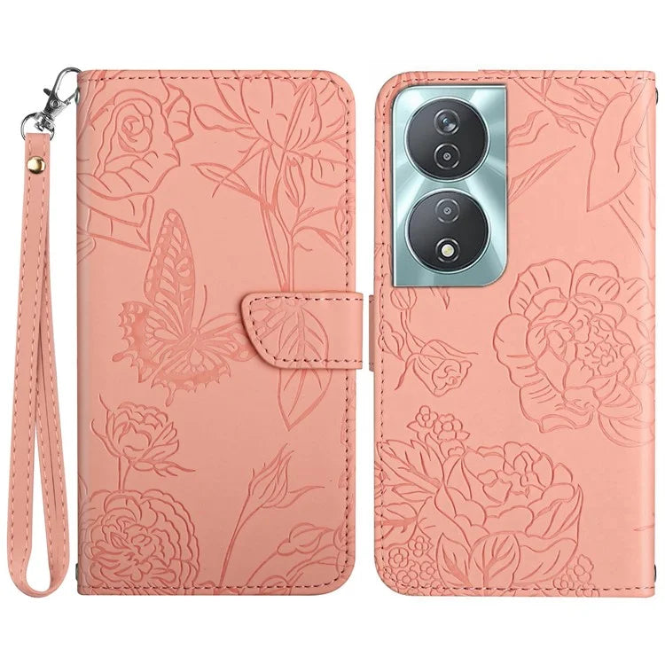 HT03 For Honor 90 Smart / X7b 4G Wallet Phone Stand Cover PU Leather Phone Case with Wrist Strap