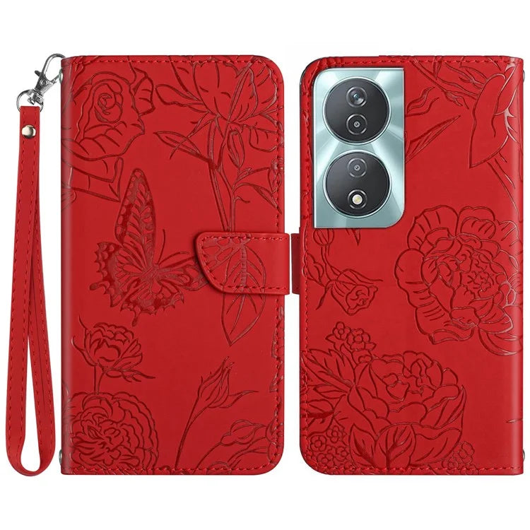 HT03 For Honor 90 Smart / X7b 4G Wallet Phone Stand Cover PU Leather Phone Case with Wrist Strap