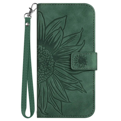 HT04 For Honor 90 Smart / X7b 4G Leather Wallet Case Sunflower Phone Cover with Wrist Strap