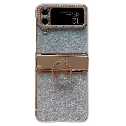 For Samsung Galaxy Z Flip3 5G / Z Flip4 5G Kickstand Case Glitter Design Rhinestone Decor Hard PC Phone Cover