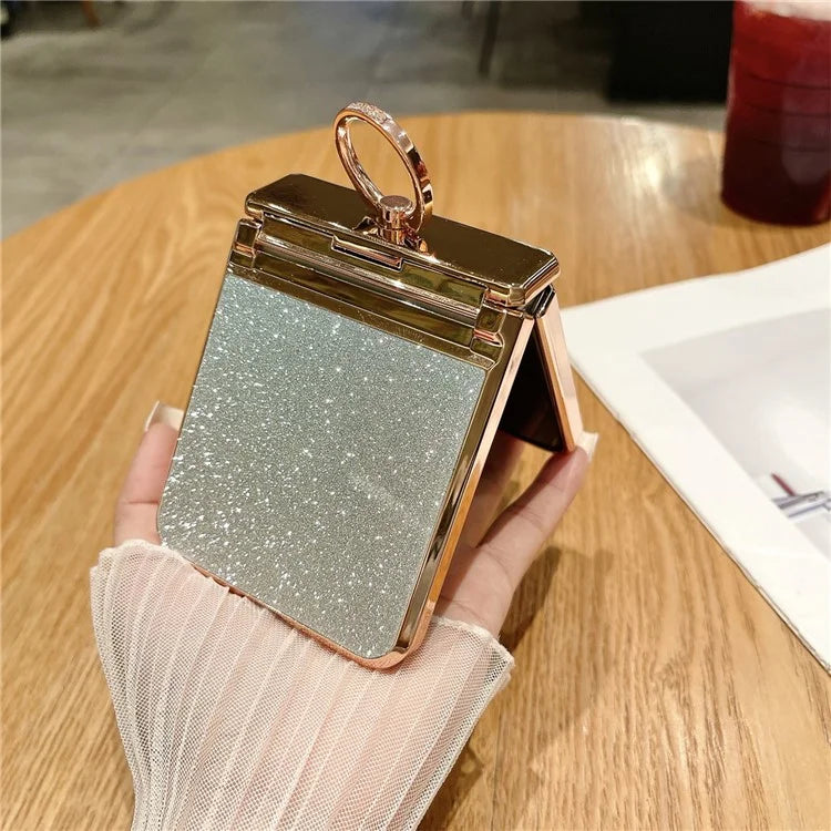For Samsung Galaxy Z Flip3 5G / Z Flip4 5G Kickstand Case Glitter Design Rhinestone Decor Hard PC Phone Cover